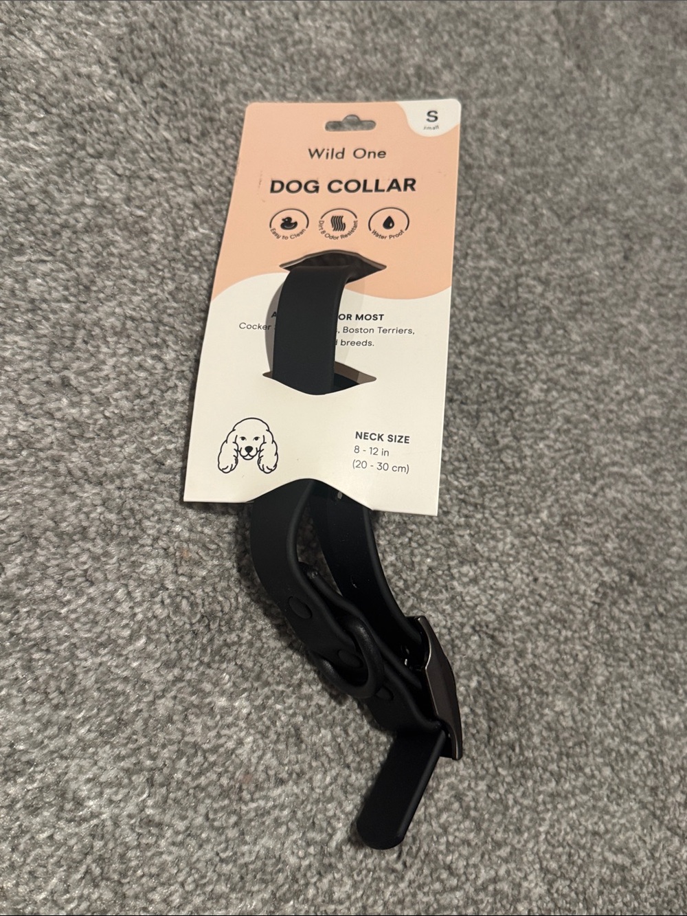 Wild One Dog Collar - BLACK Size Small NWT